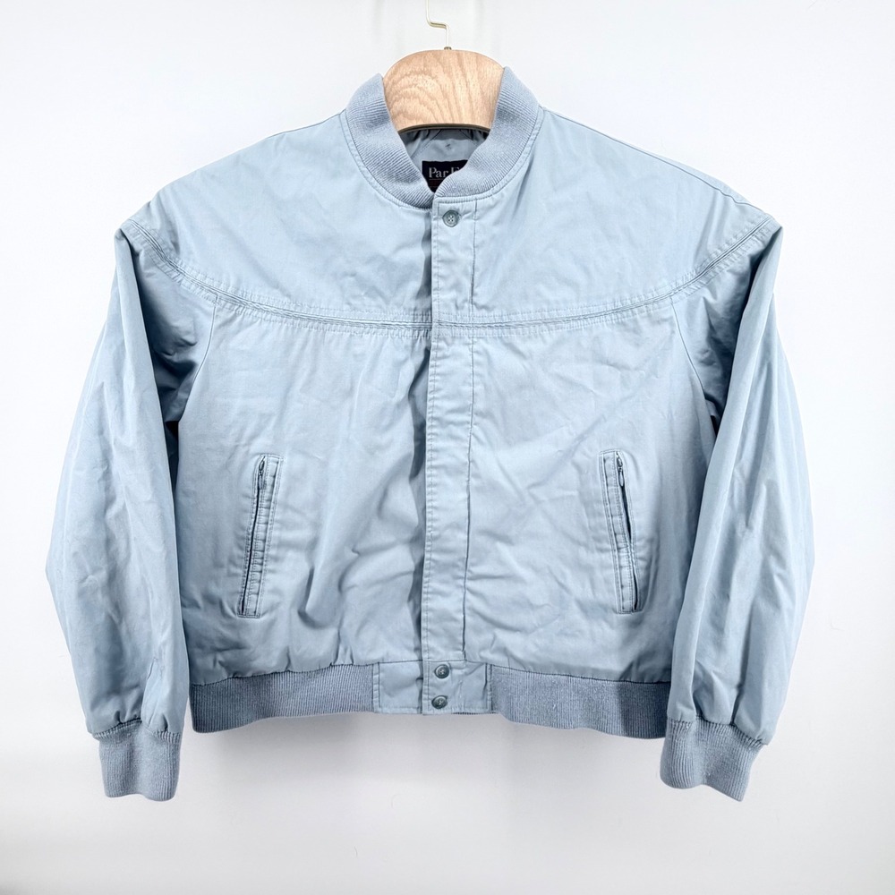 Vintage Par Four Bomber Jacket Mens L Blue Full Zip Lightweight Golf Windbreaker